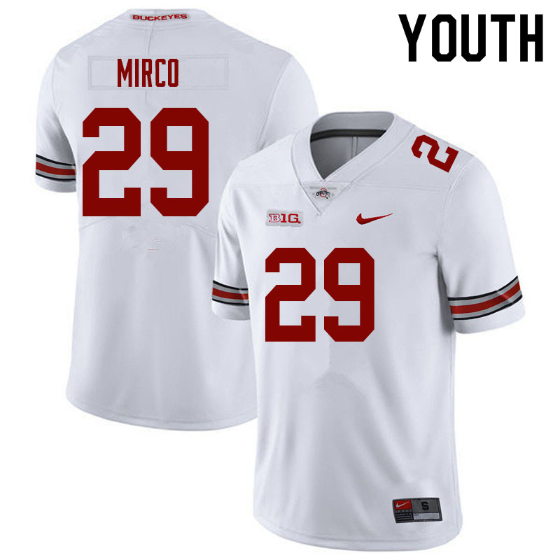 Ohio State Buckeyes Jesse Mirco Youth #29 White Authentic Stitched College Football Jersey